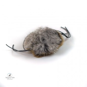 Jouet pour chat en fourrure et cuir