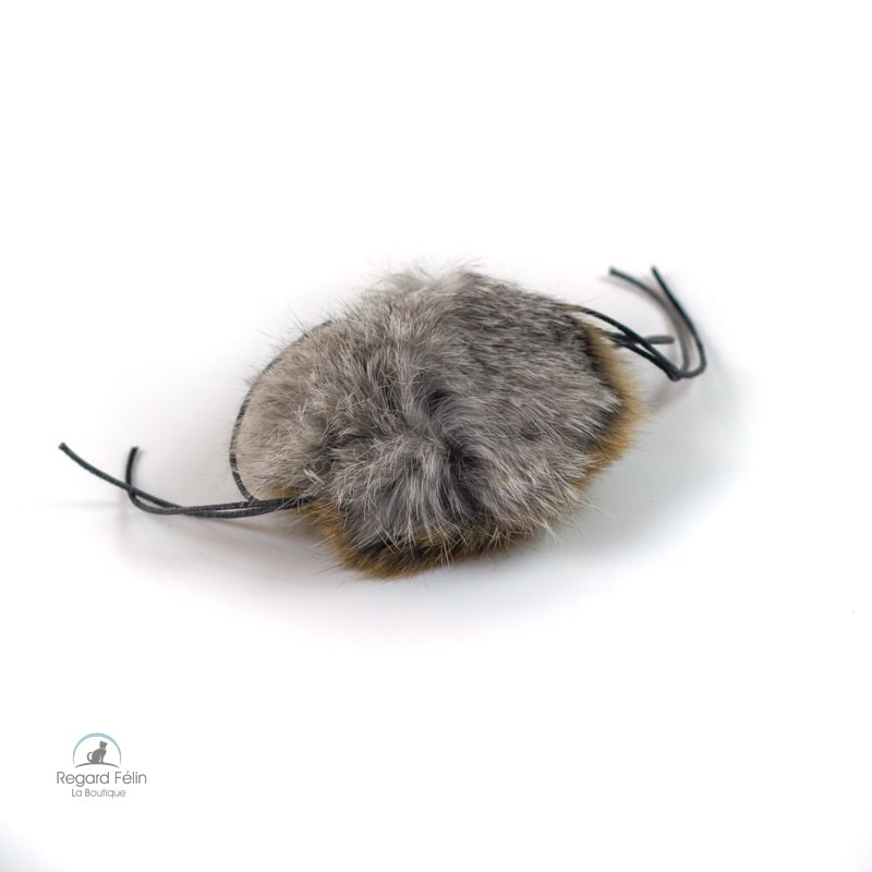 Jouet pour chat en fourrure et cuir