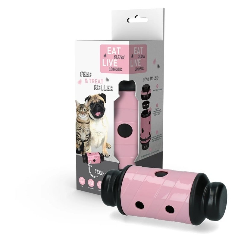 Roller distributeur de croquettes et friandises pour chat - gamelle ludique Eat Slow