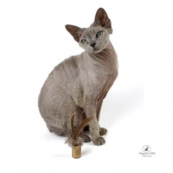 Jouet pour chat naturel en liège et plumes La Gabeline