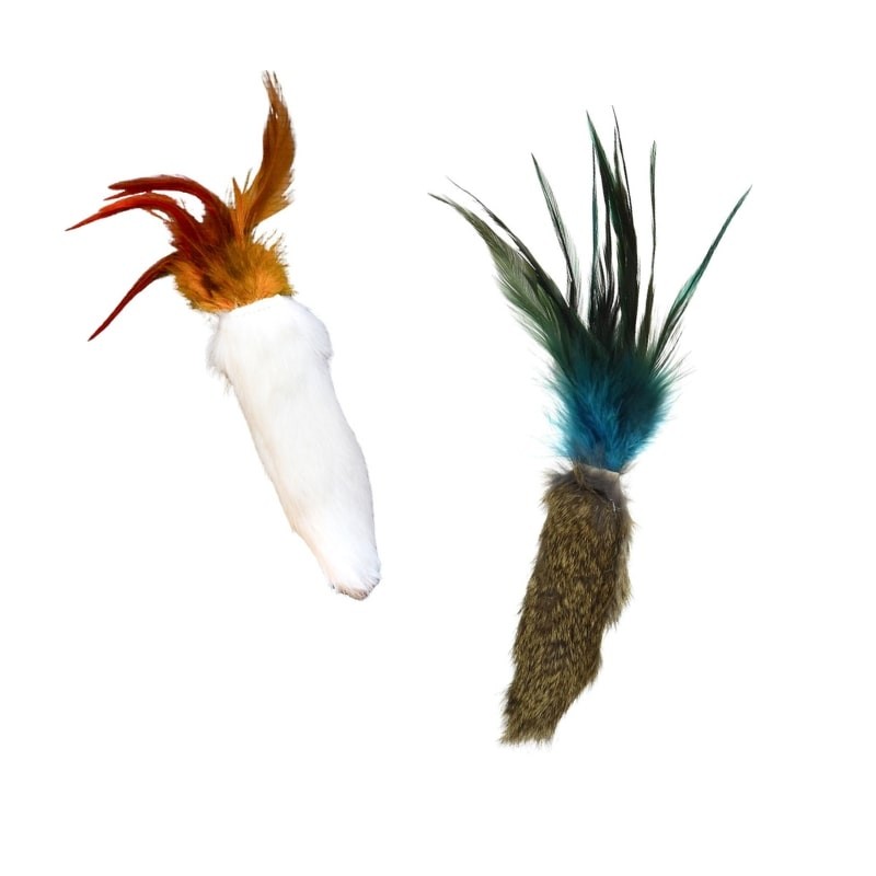 Jouet pour chat en fourrure et plumes avec cataire