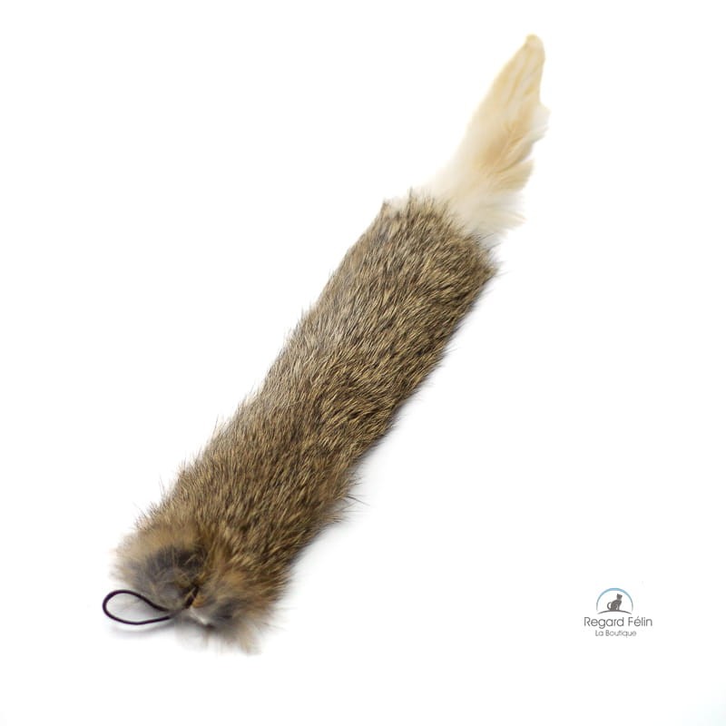 Jouet amovible pour chat en fourrure et plumes naturelles