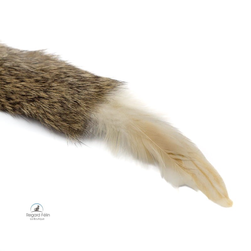 Jouet amovible pour chat en fourrure et plumes naturelles