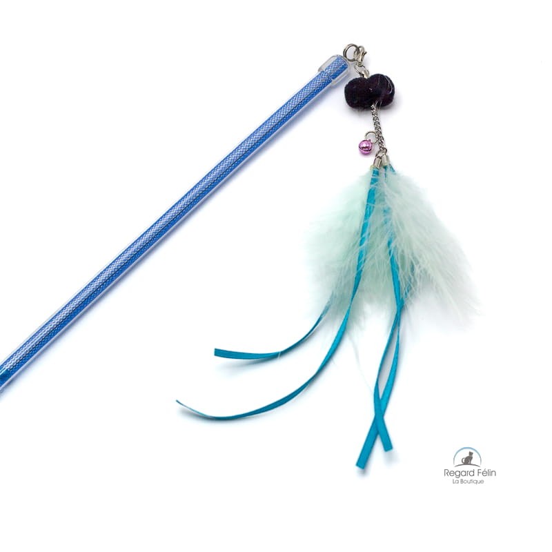 Plumeau pour chat avec pompons-rubans-plumes