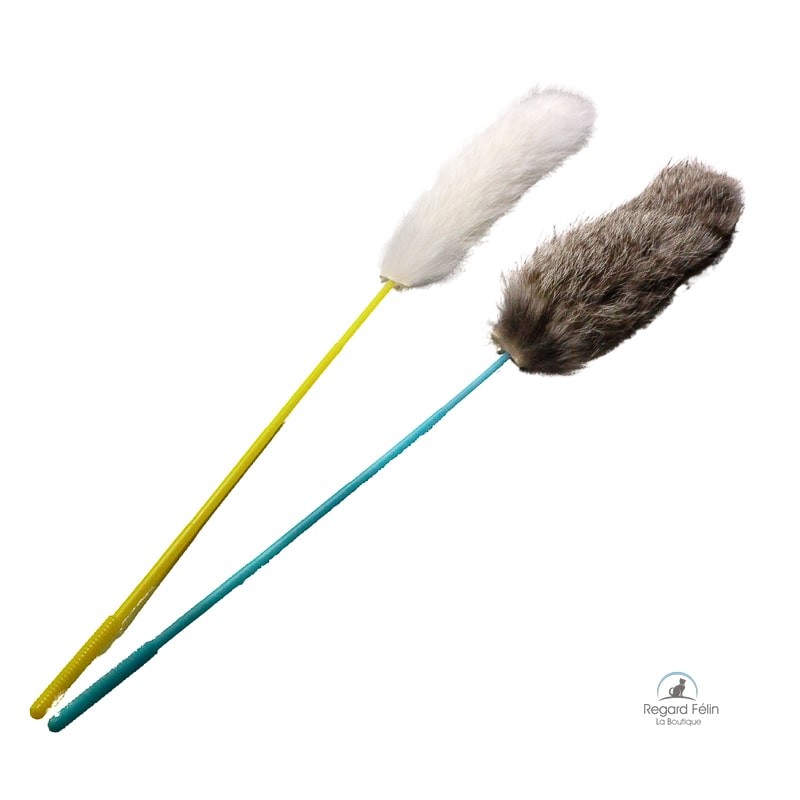 Jouet plumeau pour chat et chaton en fourrure naturelle