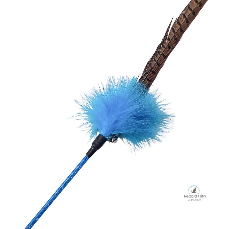 Plumeau pour chat interactif bleu