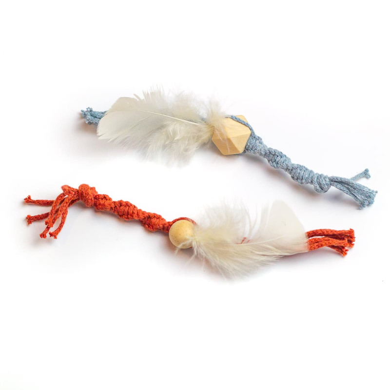 Jouet pour chat corde et plumes La Gabeline